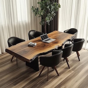 Handcrafted Solid Walnut Dining Table: Rustic Farmhouse Kitchen Furniture