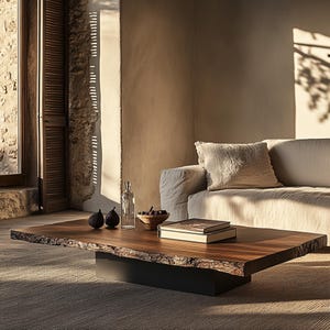 Rustic Walnut Coffee Table Handmade Modern Wood Living Room Table