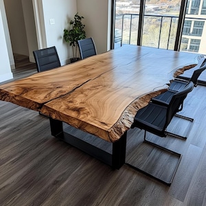 Handmade Solid Walnut Dining Table: Rustic Farmhouse Kitchen Furniture