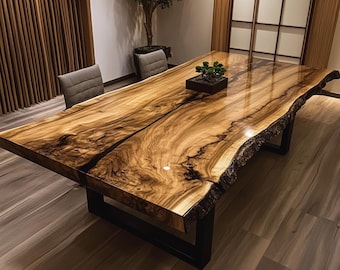 Farmhouse Dining Table Solid Walnut Wood Handmade Kitchen Table