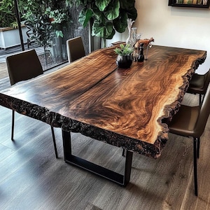Solid Walnut Dining Table | Rustic Handmade Kitchen Table | Farmhouse Wood Furniture