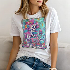 Tarot The Cake Decorator T-Shirt for Women, Funny Ladies Shirt Mom Gift, Casual Top, Sweatshirt & Hoodie Available, Mystic Top, Spiritual