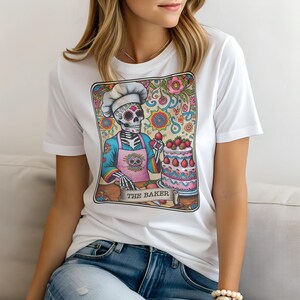 Tarot The Baker T-Shirt for Women, Funny Ladies Shirt Mom Gift, Casual Top, Sweatshirt & Hoodie Available, Mystic Top, Spiritual