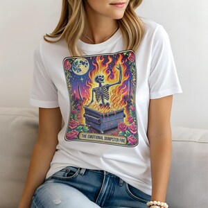 Tarot The Emotional Dumpster Fire T-Shirt for Women, Funny Ladies Shirt Mom Gift, Casual Top, Sweatshirt & Hoodie Available, Mystic Top