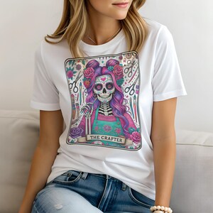 Tarot The Crafter T-Shirt for Women, Funny Ladies Shirt Mom Gift, Casual Top, Sweatshirt & Hoodie Available, Mystic Top, Spiritual