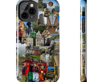Ierland reistelefoonhoesje: duurzaam collageontwerp, cadeau voor avonturier