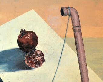 The blue string, original painting, oil on wood 15x20inch