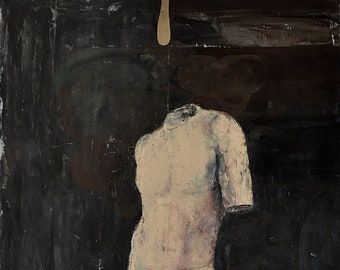 Apollo torso, original painting, 22x32inch oil on wood