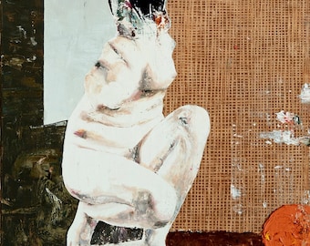 Original Oil Painting "The Telephone" by Ferdinando Di Maso, Palette Knife Technique