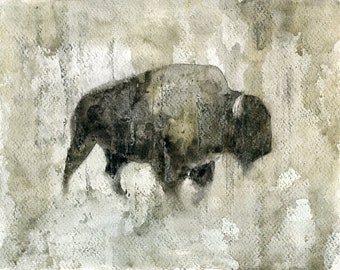 Bison painting,original watercolor painting, animal painting,8x10inch