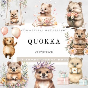Quokka Clipart Aquarelle, Animal Australien Fantaisiste PNG, Décoration De Chambre De Bébé Quokkas, Clipart Safari, Invitations De Baby Shower, Téléchargement Numérique