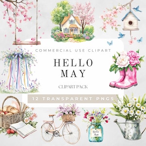 Clipart voor mei, lente aquarel clipart, lelietje-van-dalen PNG, mei bloemen, mei clipart, bloemstukken, digitale download