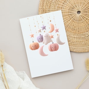 Add a touch of spooky sweetness to your designs with this Halloween baby shower clipart bundle featuring cute pastel ghost PNGs, pumpkin baby shower elements, kawaii nursery graphics, and soft Halloween illustrations for invitations, gender-neutral party decor, and fall-themed baby celebrations.
Inside, you’ll find adorable Halloween-themed baby items like ghost balloons, baby bottles with wings, pastel pumpkins, sweet ghost characters, starry mobiles — all in a soft and dreamy palette.