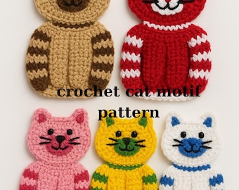 Crochet Cat Applique Pattern: DIY Cat Motif (PDF)