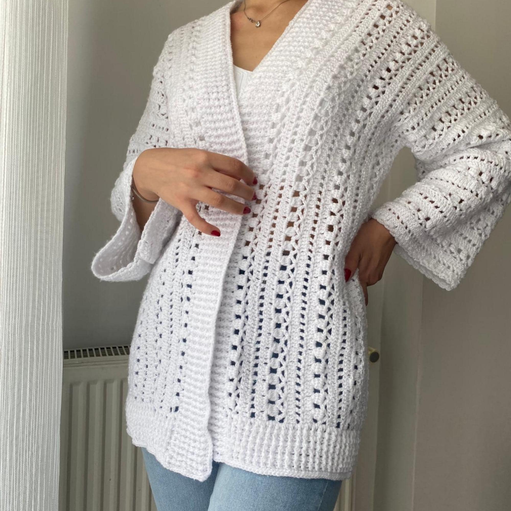 Crochet Cardigan Pattern | Lightweight Openwork Jacket | Digital