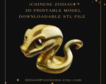 Chinese Zodiac Snake 3D Print STL File - 3D Printable Mini Model for Unique Chopstick Holder, Display, Keychain, Gift