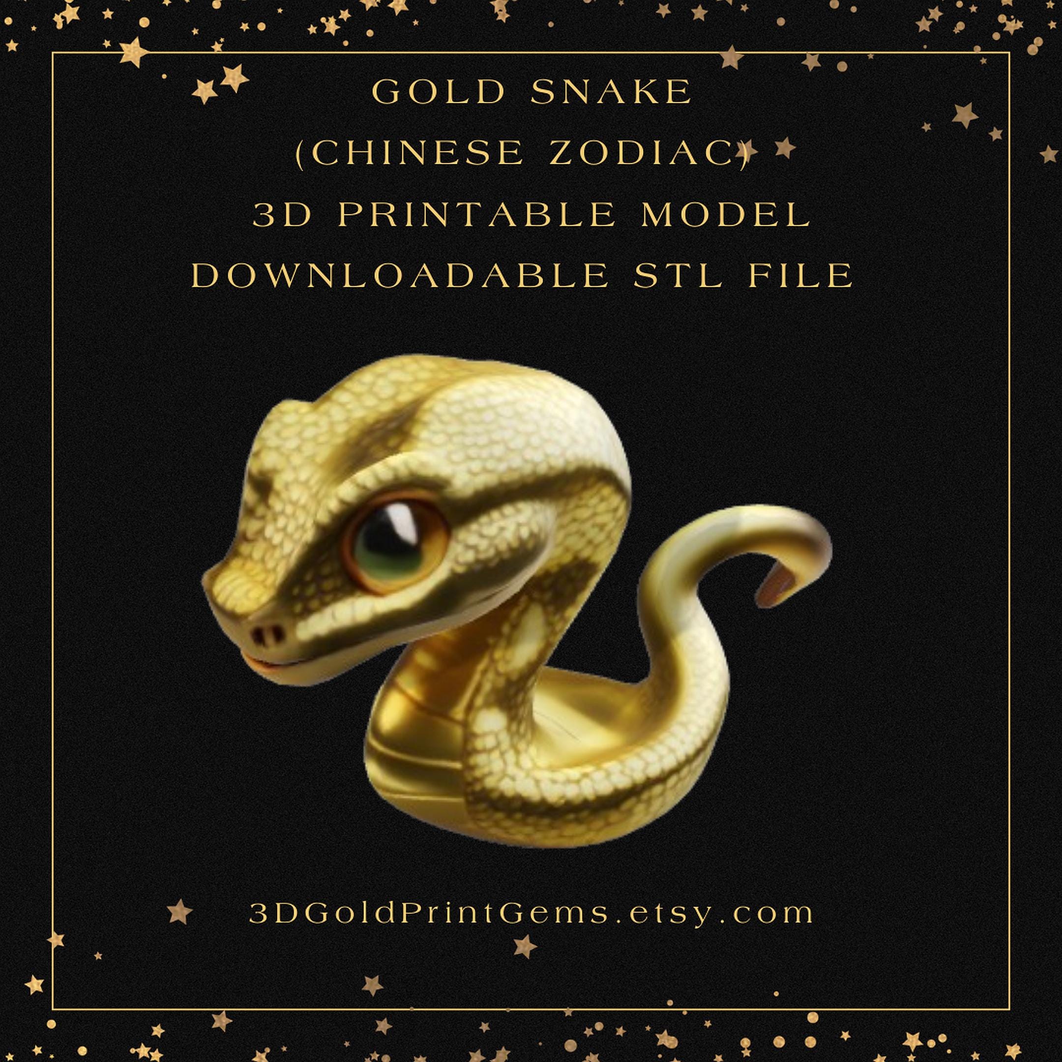 Chinese Zodiac Snake 3D Print STL File - 3D Printable Mini Model