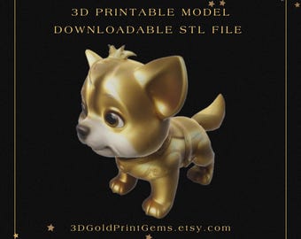 Cute 3D Dog STL File - 3D Printable Mini Model for Display, Keychain, Gift and Collectibles