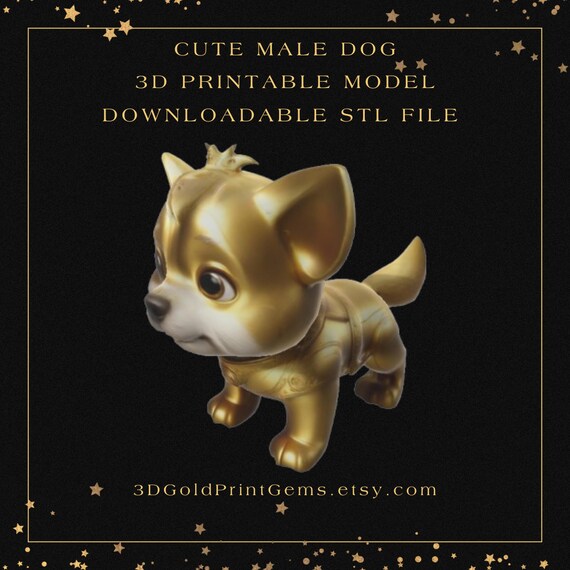 Cute 3D Dog STL File 3D Printable Mini Model for Display