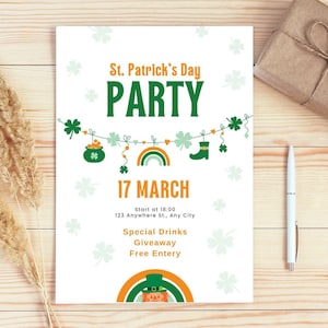 Carte de voeux pour la Saint-Patrick | trèfle porte-bonheur | Imprimable des Fêtes irlandaises | Carte de trèfle | Téléchargement numérique
