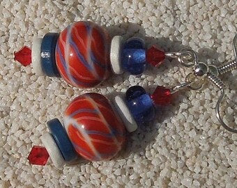 BOUCLES D’OREILLES PATRIOTIQUES, Boucles d’oreilles pique-nique, 4 juillet Déclaration colorée Classy Boucles d’oreilles amusantes pour femmes, cadeau pour petite amie