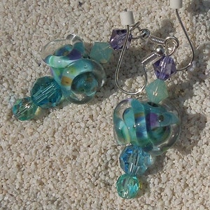 Shady Glade, SWAROVSKI Earrings, CHUNKY Swarovski Crystal Swirly Earrings, Energy EARRINGS Good Luck Jewelry Gift For Women
