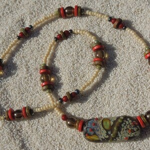 AUTUMN BERRIES PORCELAIN Pendant & Disk Beaded Toggle Necklaces For Women, Pretty Gold Filled Necklace For Women Jewelry