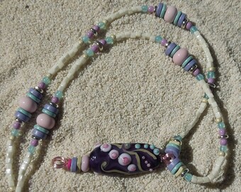 MATIN À GIVERNEY, Design en porcelaine Bleu Pendentif Argent Rempli Collier, Disque Perlé Collier De Chaîne Pour Femme Cadeau