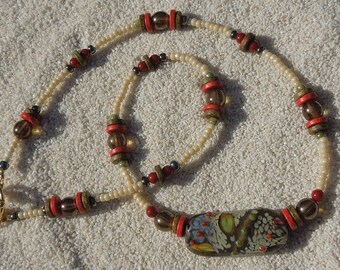 AUTUMN BERRIES PORCELAIN Pendentif & Disque Perlé Colliers à bascule pour femmes, Joli collier rempli d’or pour femmes Bijoux