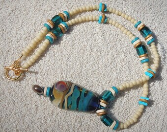 Collier HIGH TIDE, Tons Terre & Mer, Crème, Lampe faite à la main, Cadeau pour femme, Summery, Beachy