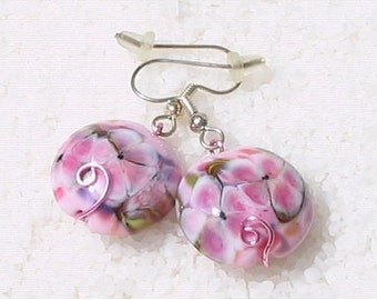 SWAROVSKI EARRINGS, LAMPWORK Earrings, Glass Beads Sterling Ear wires Forget Me Not Earrings, Lightweight Crystal Earrings Gift For Wife