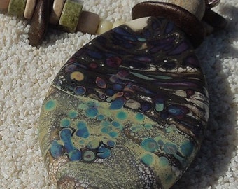 SERENGETI Collier Terre Tons Perles Designer PENDENTIF Collier en verre, Collier Unique Pour Femmes Hippie, Boho Bijoux Cadeau