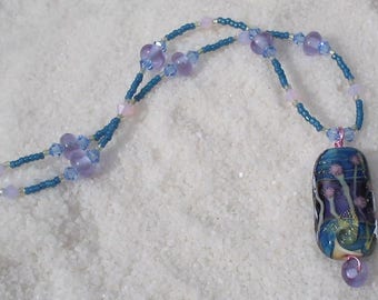 Octopus’s Chrinoid Garden, OCTOPUS Pendant Blue Chain Beaded ANIMAL Necklace, Silver Filled Crystal Necklace For WOMEN Jewelry