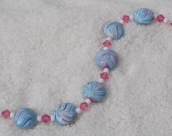 BEADED BRACELET, NATURE Bracelet, Pink N Blue Pretty Pastel Toggle Closure Bracelet, Aesthetic Spiritual Bracelet Gift For Girlfriend