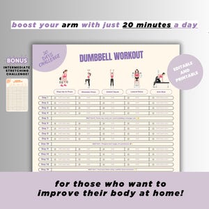 30 Day Dumbbell Workout Challenge: Printable Home Gym Plan (Digital Download)