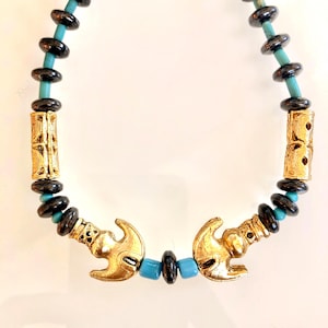 Museum replica of precolumbian Tayrona 24k gold plated jewelry choker necklace