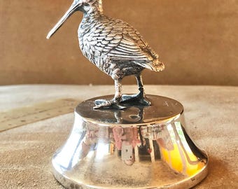Pisapapeles antiguo de plata de ley. Pájaro ibis. Inglaterra, 1910.