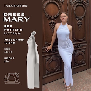 Halter Neck Maxi Dress Sewing Pattern | PDF Dress Pattern | Elegant Long Dress Sewing Pattern | Sewing Pattern for Height 170