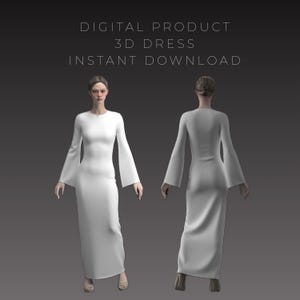 3D Dress | CLO3D | Digital | CLO3D Project + OBJ File | 3D Digital Garment