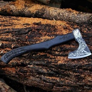 Hand Forged Viking Axe, Custom Made Gift for Men & Women, Groomsmen Wedding Gift, Perfect Anniversary Present, Bearded Nordic Camping Axe