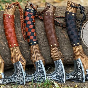 Set of 5 Norse Viking Axes Handmade, Viking Axe Set, Vikings gifts for men,Best gift for him,Groomsmen Gift, Berserker Axe with Sheath