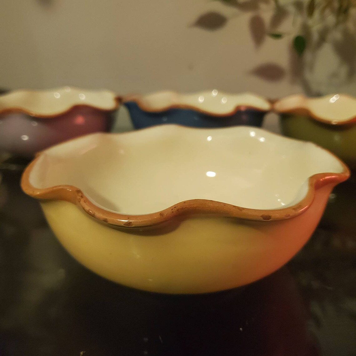 Vintage Italian wavy Ceramic bowls Made in Italy handpainted Etsy