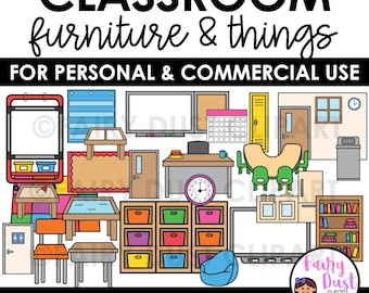 Clipart mobilier salle de classe : articles scolaires à usage commercial (fichiers PNG)
