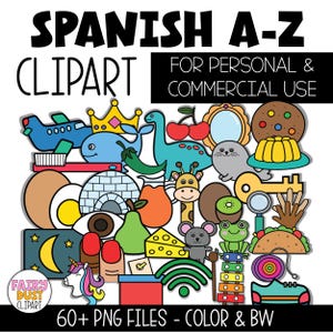 El Alfabeto Clipart | Alfabet hiszpański do użytku komercyjnego Clipart | Hiszpański Phonics Clipart