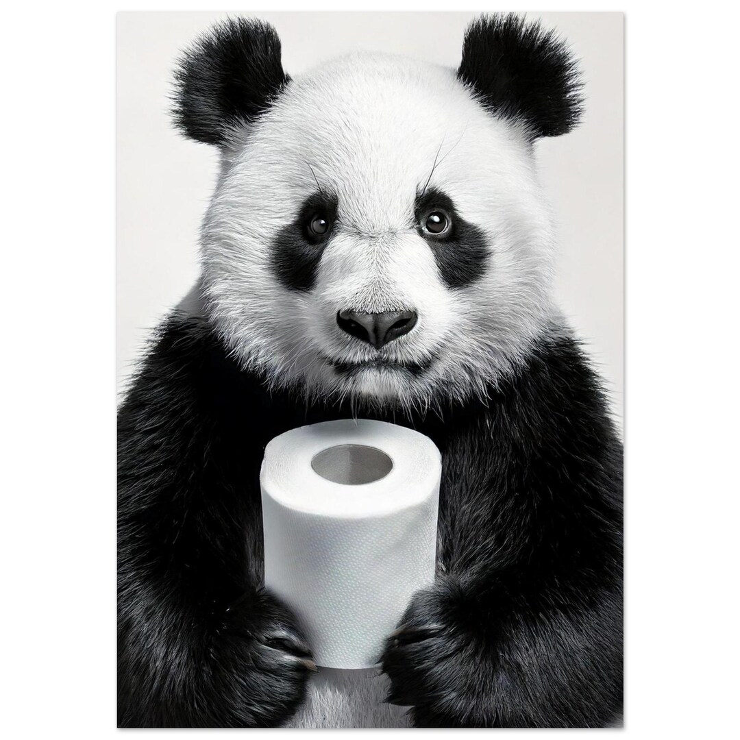 Panda Poster Cute Funny Bathroom Decoration Wall Picture Gift Idea ...