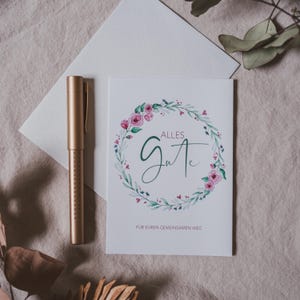 Hochzeitsklappkarte mit handgemaltem Design