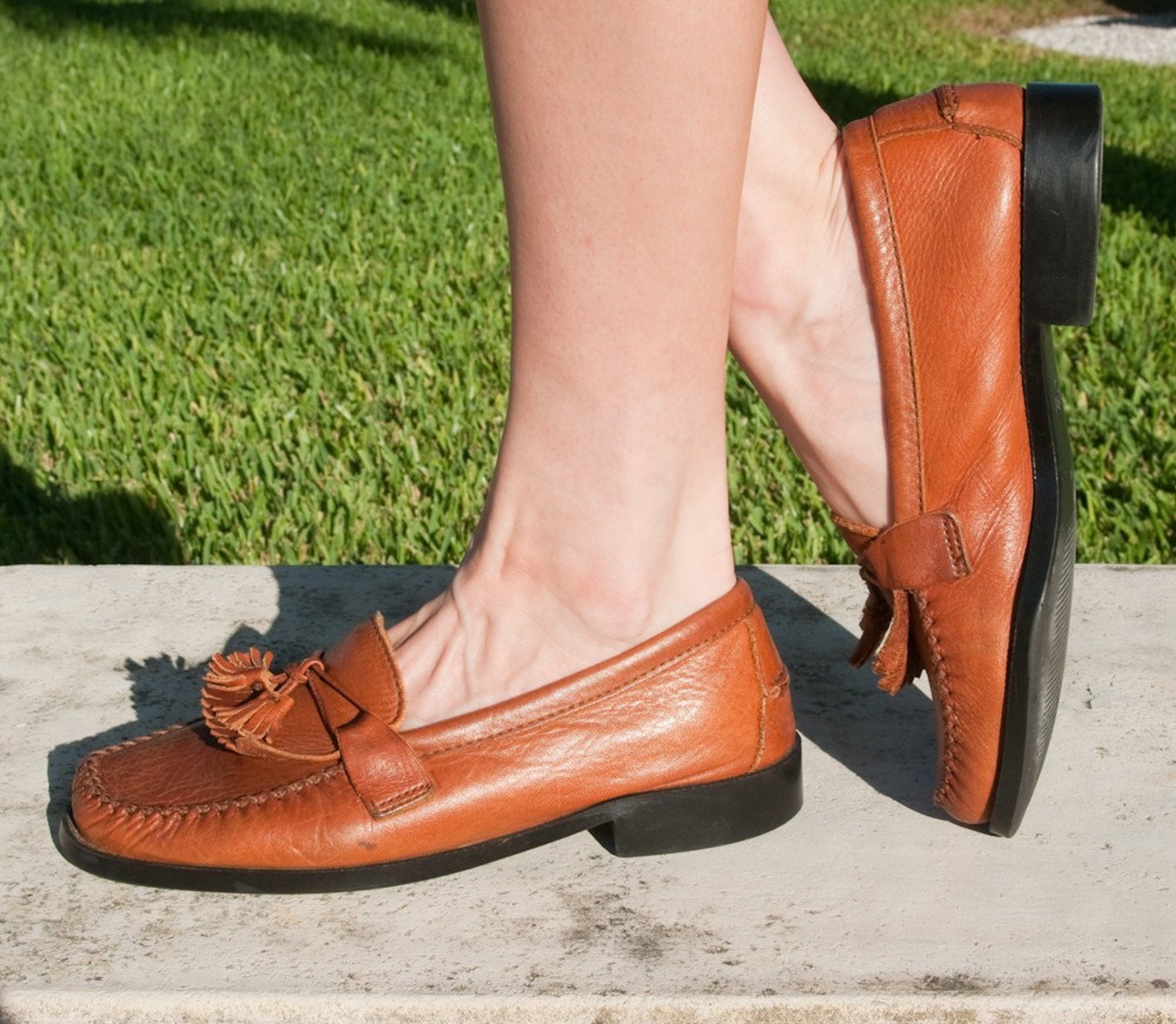 Cognac Leather Tassel Kilt Dexter Loafers Women Size 8 38 Etsy