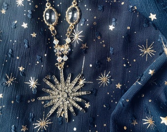 Gold Celestial Whimsigoth Starburst Necklace