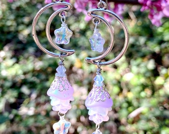 Celestial Moonflower Fairy Earrings by MinouBazaar