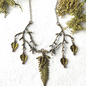 Fern Necklace Green Faerie Forest by MinouBazaar